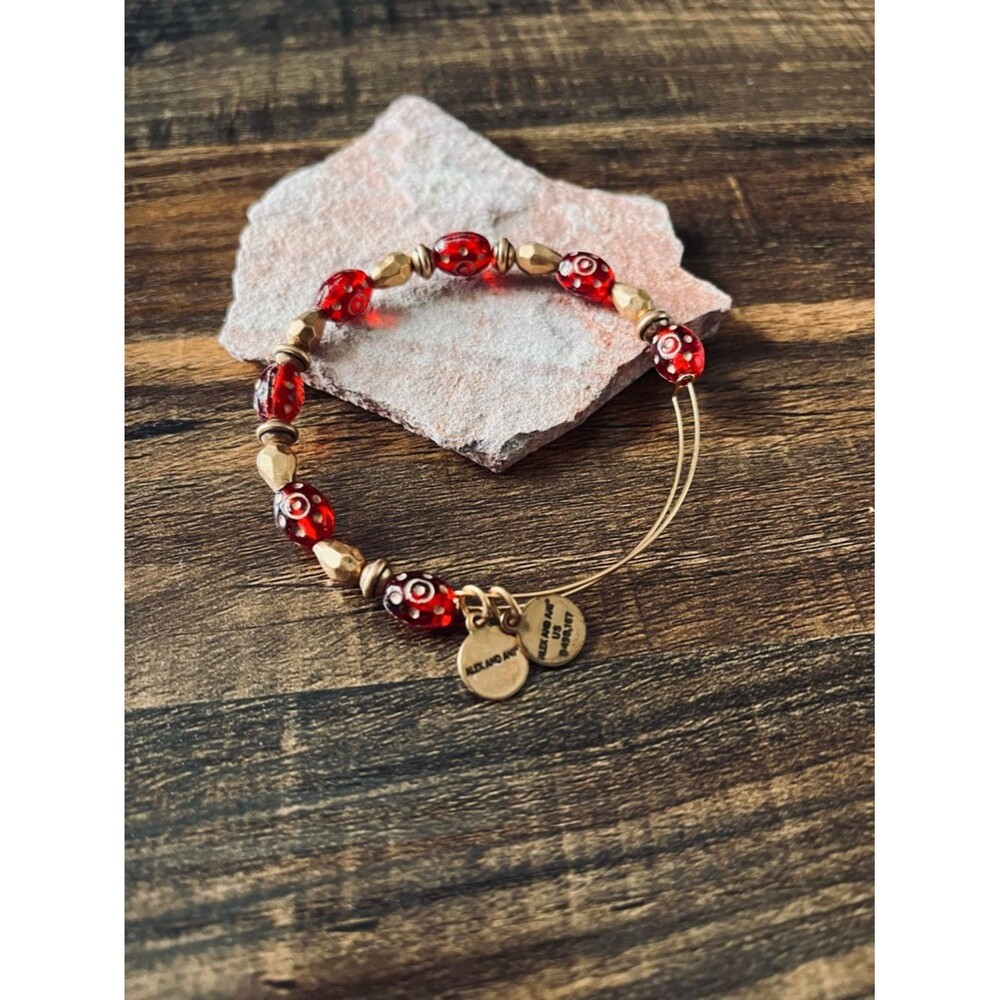 Alex and Ani Radiance Crimson Beaded Expandable Bracelet in Rafaelian Gold